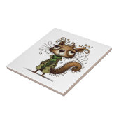 Eichhörnchen in einem grünen Trenchcoat Fliese (Seite)