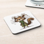 Eichhörnchen in einem grünen Trenchcoat Getränkeuntersetzer (Linke Seite)