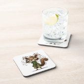 Eichhörnchen in einem grünen Trenchcoat Getränkeuntersetzer (Rechte Seite)