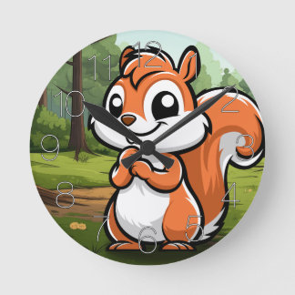 Eichhörnchen in einem Wald Runde Wanduhr