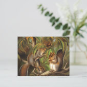 Eichhörnchen in Kastanienbaumgemälden Postkarte (Stehend Vorderseite)