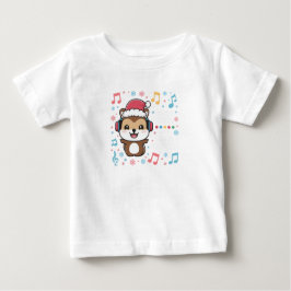Eichhörnchen in Kopfhörern und Weihnachtsmannmütze Baby T-shirt
