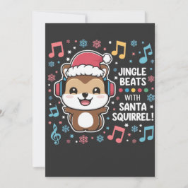 Eichhörnchen in Kopfhörern und Weihnachtsmannmütze Save The Date