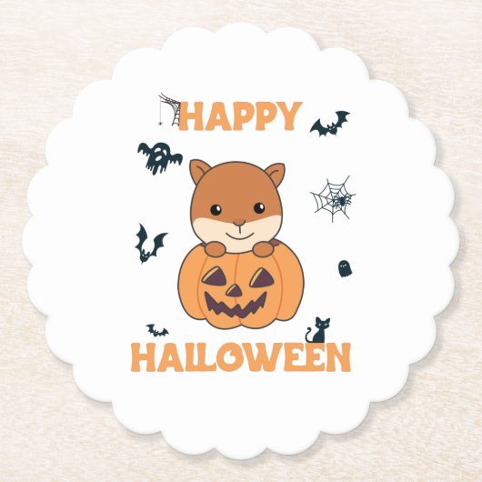 Eichhörnchen in Pumpkin Sweet Animals Happy Hallow Untersetzer (Vorderseite)