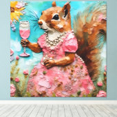 Eichhörnchen in rosa Kleid Leinwanddruck (Insitu (Holzboden))