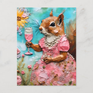 Eichhörnchen in rosa Kleid Postkarte