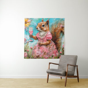 Eichhörnchen in rosa Kleid Wandteppich