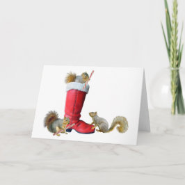 Eichhörnchen in Sankt Stiefel Feiertagskarte