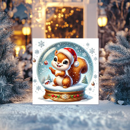 Eichhörnchen in Snow Globe Feiertagskarte