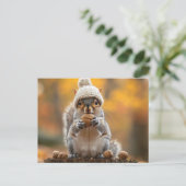 Eichhörnchen in Strick-Hutmutter Postkarte (Stehend Vorderseite)