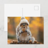 Eichhörnchen in Strick-Hutmutter Postkarte (Vorne/Hinten)