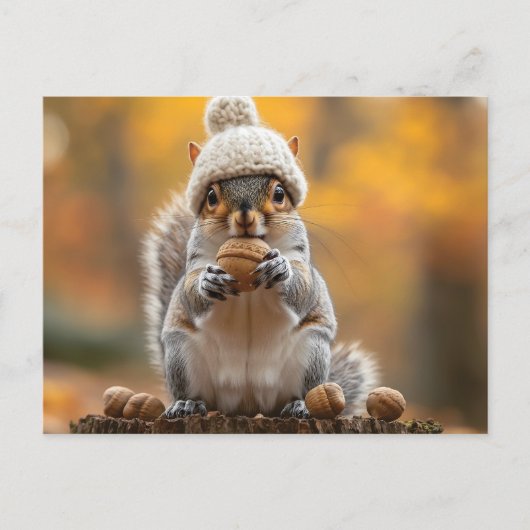 Eichhörnchen in Strick-Hutmutter Postkarte (Vorderseite)