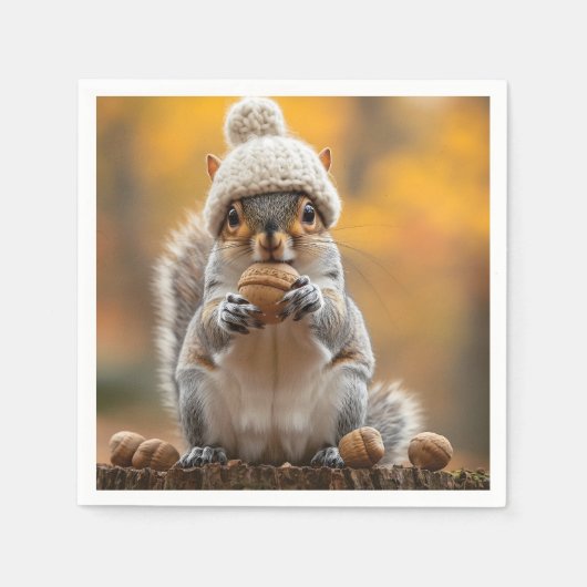 Eichhörnchen in Strick-Hutmutter Serviette (Vorderseite)
