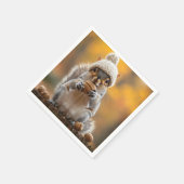 Eichhörnchen in Strick-Hutmutter Serviette (Ecke)