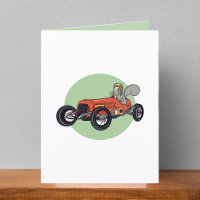 Eichhörnchen in Vintagem Red Race Car Blank