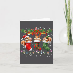 Eichhörnchen in Weihnachts-Socken leuchtet Eichhör Karte