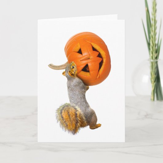 Eichhörnchen, Jack-o-Lantern Halloween-Karte trage Karte (Vorderseite)