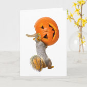 Eichhörnchen, Jack-o-Lantern Halloween-Karte trage Karte (Gelbe Blume)
