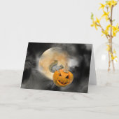 Eichhörnchen-Jack-o-Lantern-Mond Karte (Gelbe Blume)