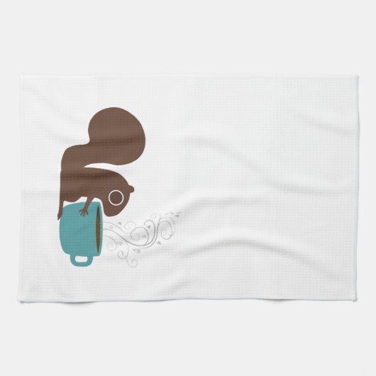 Eichhörnchen-Kaffee-Liebhaber Geschirrtuch (Horizontal)