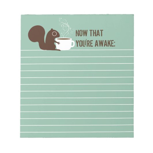 Eichhörnchen Kaffee Lover mit benutzerdefinierbare Notizblock (Vorderseite)