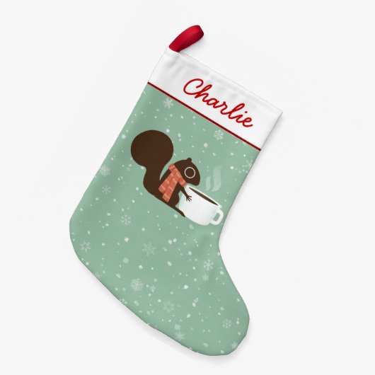 Eichhörnchen Kaffee Lover Woodland Winterurlaub Xm Kleiner Weihnachtsstrumpf (Vorderansicht (hängend))