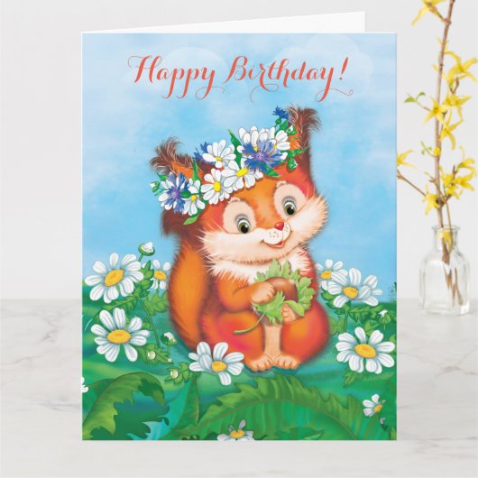 Eichhörnchen Karte (Gelbe Blume)