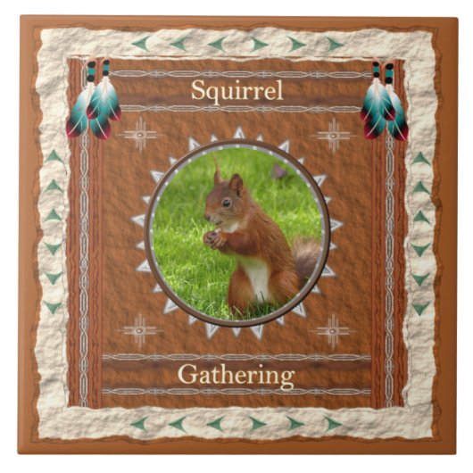Eichhörnchen - Keramik Ansammlung Fliese (Vorderseite)