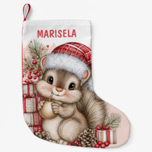 Eichhörnchen Kinder Süß Rosa Benutzerdefinierter N Kleiner Weihnachtsstrumpf