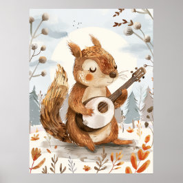 Eichhörnchen Kinderzimmer Banjo Kunst Poster