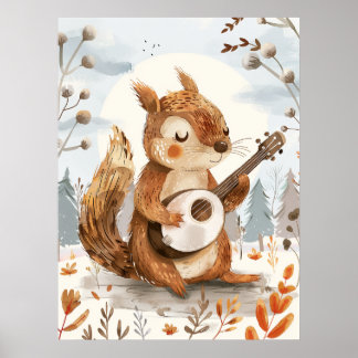 Eichhörnchen Kinderzimmer Banjo Kunst Poster
