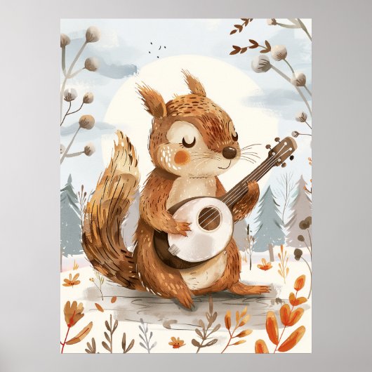 Eichhörnchen Kinderzimmer Banjo Kunst Poster (Vorne)