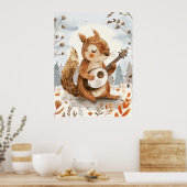 Eichhörnchen Kinderzimmer Banjo Kunst Poster (Küche)