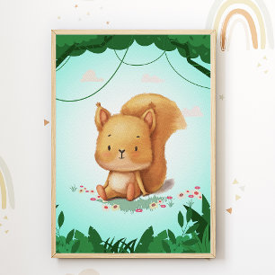 Eichhörnchen-Kinderzimmer-Druck Tier Kinderzimmer Poster
