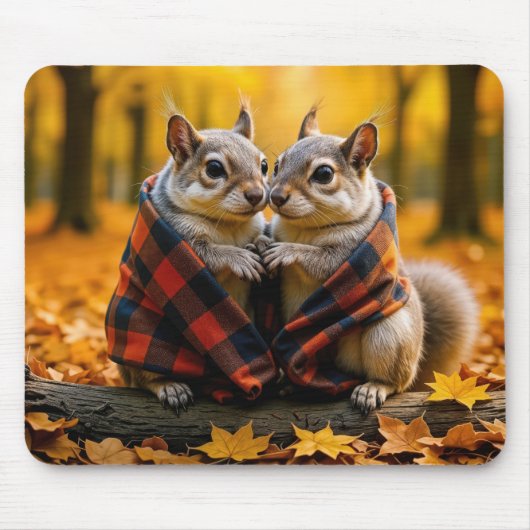 Eichhörnchen knurren unter einer Karierten Decke Mousepad (Vorne)
