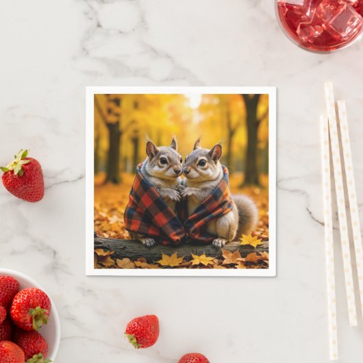 Eichhörnchen knurren unter einer Karierten Decke Serviette (Beispiel)