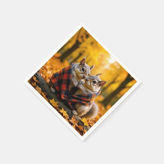 Eichhörnchen knurren unter einer Karierten Decke Serviette (Ecke)