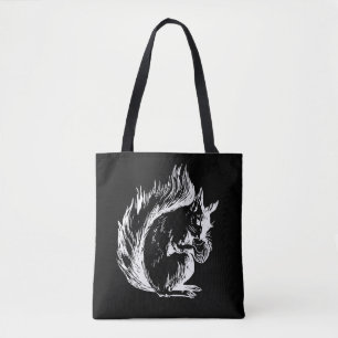 Eichhörnchen-Kunst in Schwarzweiß Tasche