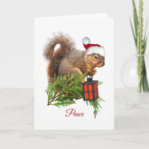 Eichhörnchen Lantern Holiday Card Feiertagskarte