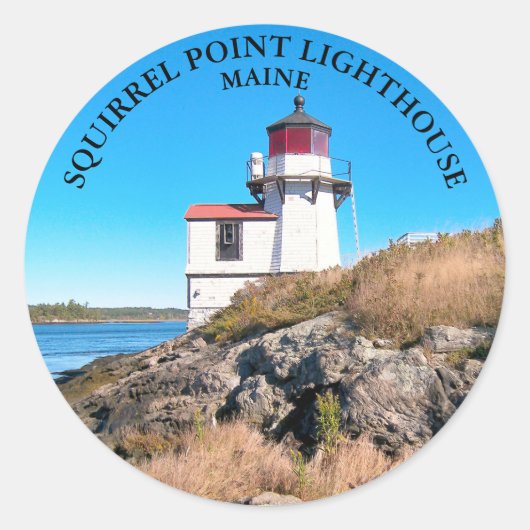 Eichhörnchen Leuchtturm, Maine Round Stickers (Vorderseite)