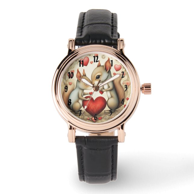 Eichhörnchen Liebe 1 Armbanduhr (Vorderseite)