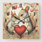 Eichhörnchen Liebe 1 Quadratische Wanduhr (Vorderseite)