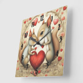 Eichhörnchen Liebe 1 Quadratische Wanduhr (Winkel)