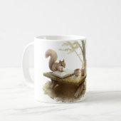 Eichhörnchen liest ein Buch Kaffeetasse (Vorderseite Links)