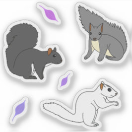 Eichhörnchen Lila Blätter Aufkleber