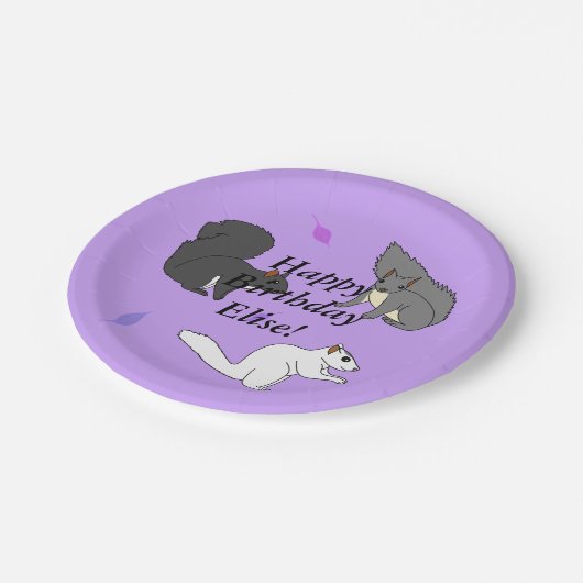 Eichhörnchen Lila Pappteller (Schrägansicht)