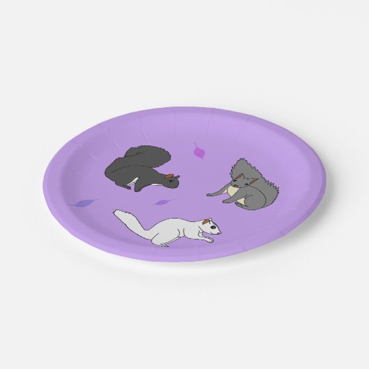 Eichhörnchen Lila Pappteller (Schrägansicht)