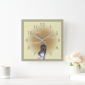 Eichhörnchen - live - Liebe - Lachen Quadratische Wanduhr (Zuhause)