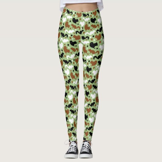 Eichhörnchen Lover Pattern, schwarze und rote Eich Leggings (Vorderseite)