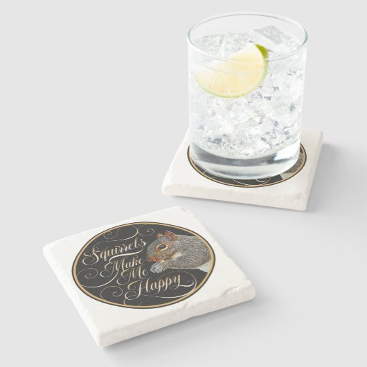 Eichhörnchen machen mich glücklich - Eichhörnchenl Steinuntersetzer (Seitenansicht)